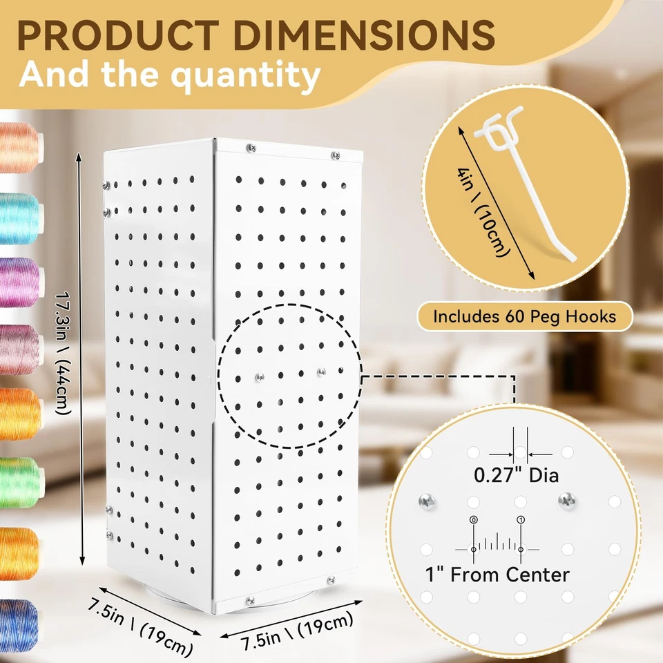 Estante de rosca totalmente giratorio de metal 360°, organizador de soporte de rosca desmontable con... Foto 2 de 4