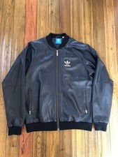 Adidas Originals Leather Track Jacket M Black Sheep Leather, Used Excellent