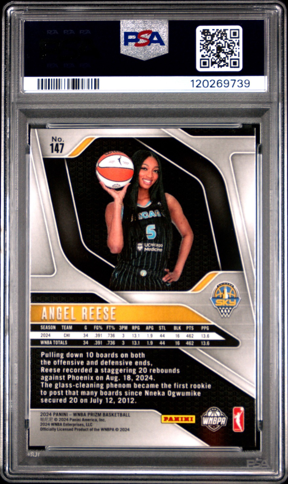 2024 PANINI PRIZM WNBA #147 ANGEL REESE ROOKIE RC PSA 9 view 2