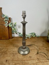 Vintage Tall Silver Metal Corinthian Column Table Lamp ~ 42cm Tall