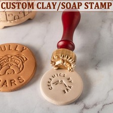 Personalized Custom clay and Soap Stamp with Wooden Handle E669-E687