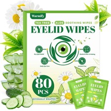 TTO Eyelid Cleansing Wipes, 80 Count Individually Wrapped Tea Tree Oil Eyel...