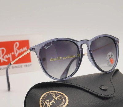 Ray-Ban Erika RB4171 6592/T3 Polarized Sunglasses Blue Frame Grey