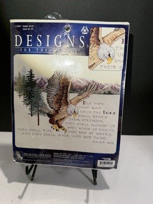 Leisure Arts Eagle Isaiah 40:31 Cross Stitch Praying Hands Collection Open
