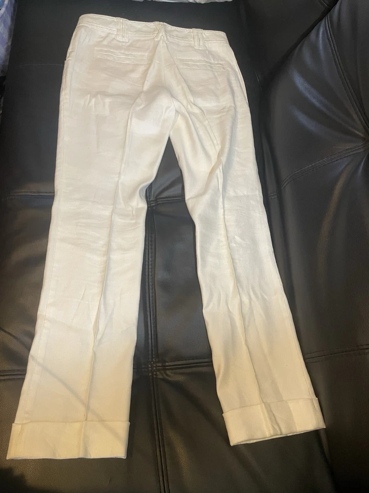 Pantalones de vestir DIANE VON FURSTENBERG de lino blanco roto talla 0 Foto 3 de 4