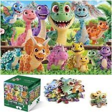 Jumbo Floor Puzzle for Kids Ages 4-6,48 Piece Cartoon Dinosaur Large Jigsaw P...