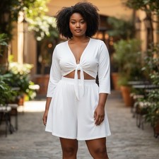 Rebdolls White Shorts Romper Size 4x NWT