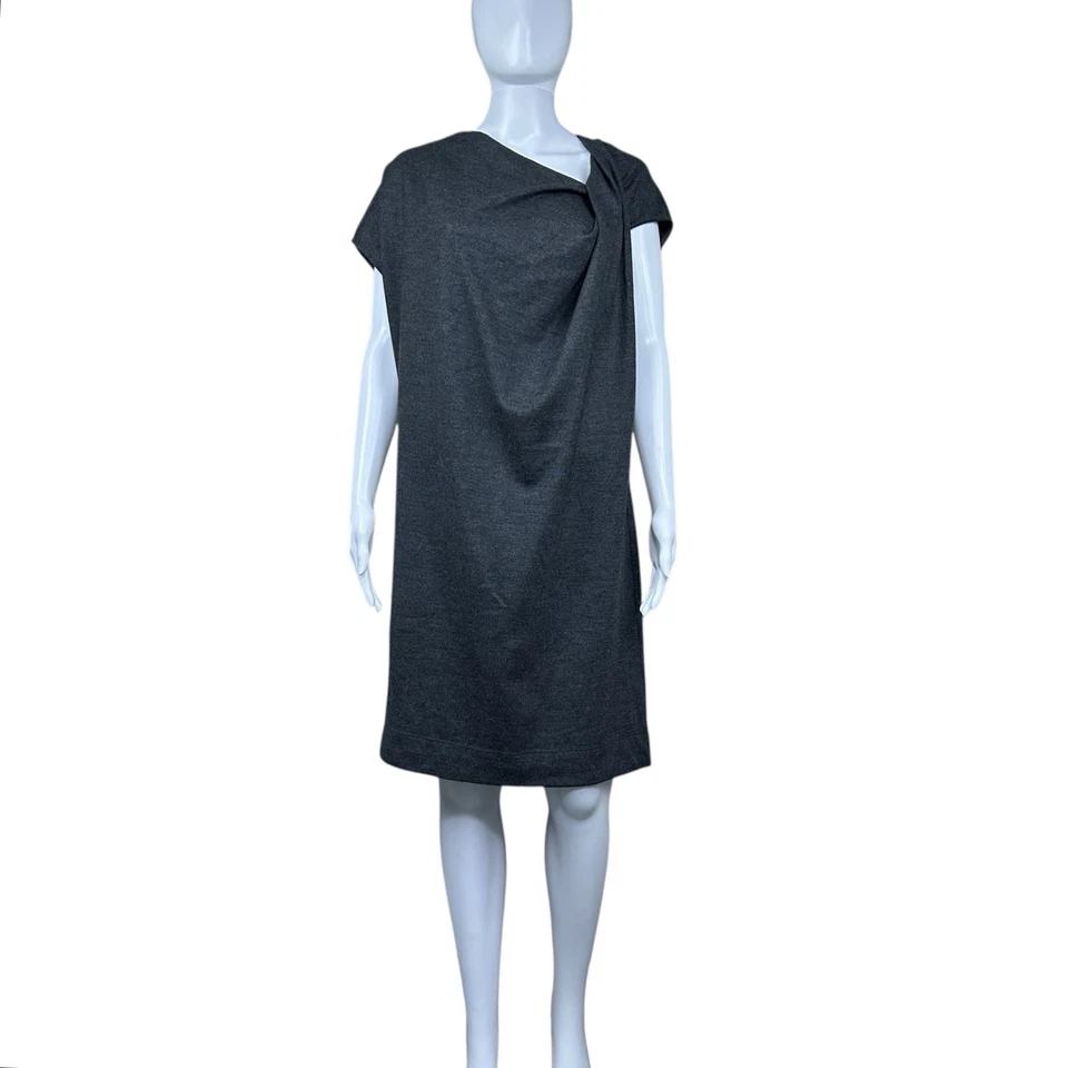 Helmut Lang Sonar Wool Twist Knot Shift Dress Size L Drape Lagenlook Minimalist - Image 2 of 4