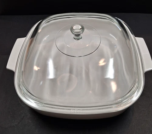 Vintage Corning Ware Microwave Browning Dish with Pyrex Lid