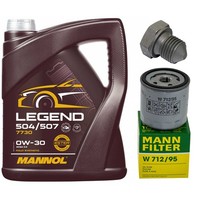 MotoröL Filter Set Mannol 0W-30 5 Liter + Schraube FüR Audi A3 A1 1.4 125 140 PS