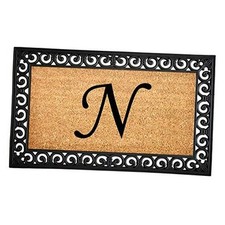 104132436 Gabriel Monogram Doormat, 24" x 36", Natural/Black N 