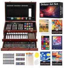194 Piece Deluxe Art Set, Painting Drawing Art Supplies with 4 Drawing Pads, ...
