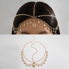 Crystal Head Chain Women Boho Shell Hair Jewelry Party Headpiece Accessory