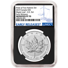 2019 Modified Proof $5 Silver Canadian Maple Leaf Ngc Pf70 Er Blue Label Retro