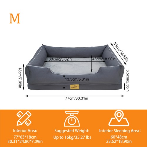Dog Pet Sofa Bed with Bolster, Washable Pet Couch Lounger Bed Removable Cover - Picture 15 of 24