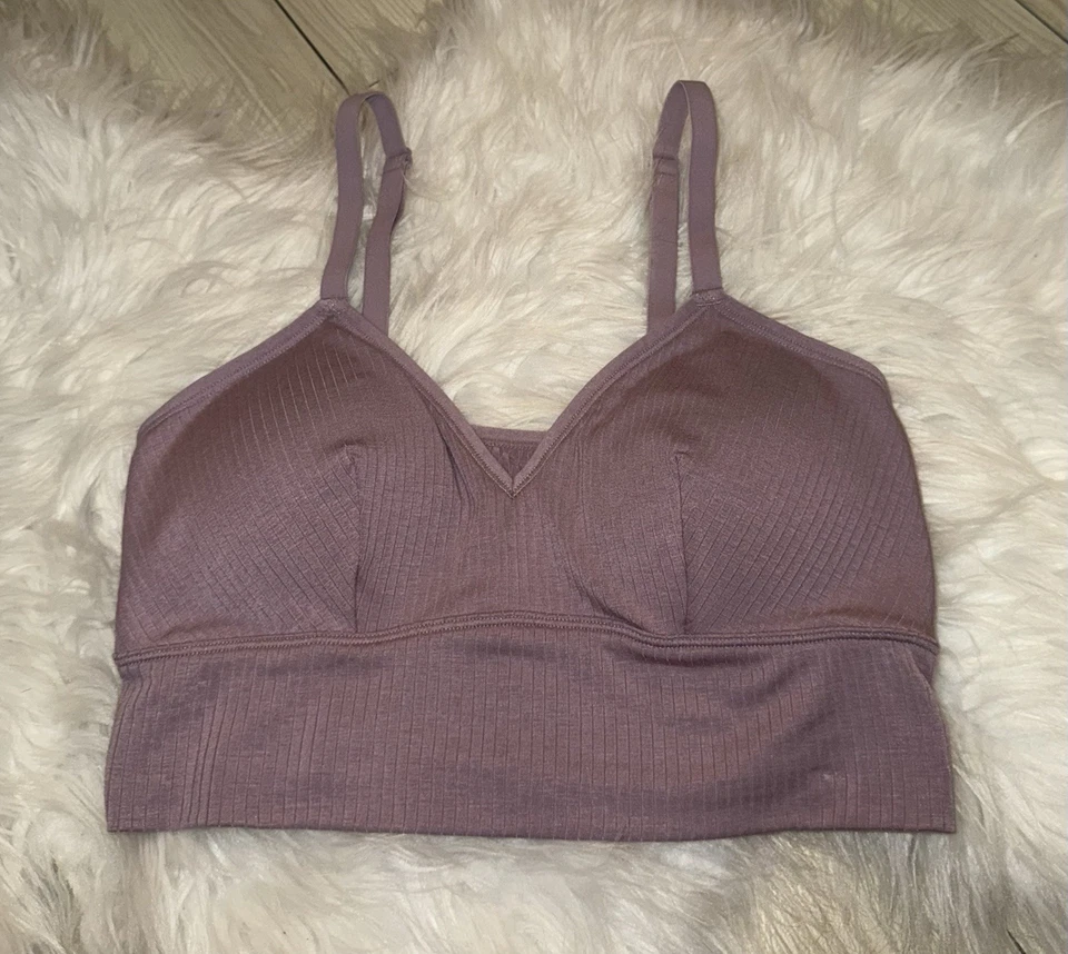 Sutiã feminino Auden levemente forrado longline renda sem fio com nervuras M roxo médio - Imagem 2 de 4