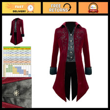 Red X-Large Steampunk Tailcoat Jacket for Men - Gothic Victorian Costume Wear