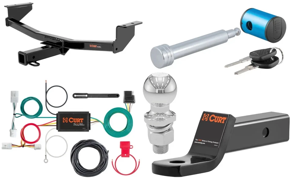 Curt Trailer Hitch & Wiring Harness & 2" Trailer Ball & Ball Mount & Hitch Lock Foto 2 de 4