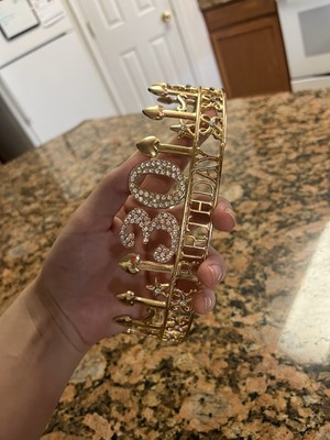 Good Quality,durable 30th birthday gold crown in good condition.Rhinestones!