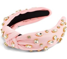 Women Knotted Jeweled Pink Headband Rhinestone Crystal Embellished Mixed Top ...