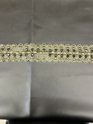 1 yard Green sequin and beaded trim #sequins #embellished #beading