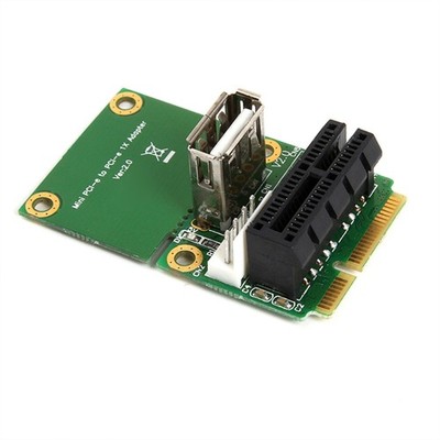 Mini PCI-E to PCI-E 1X Adapter Card USB2.0 Riser Card with Extension Cord Screws
