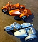 "2 MATCHBOX" LESNEY MOTORCYCLES 66-B HARLEY DAVIDSON w/ SIDECAR  4-C TRIUMPH