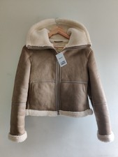 Next Neutral Aviator Borg-lined Khaki/Brown Warm Teddy Jacket Size S