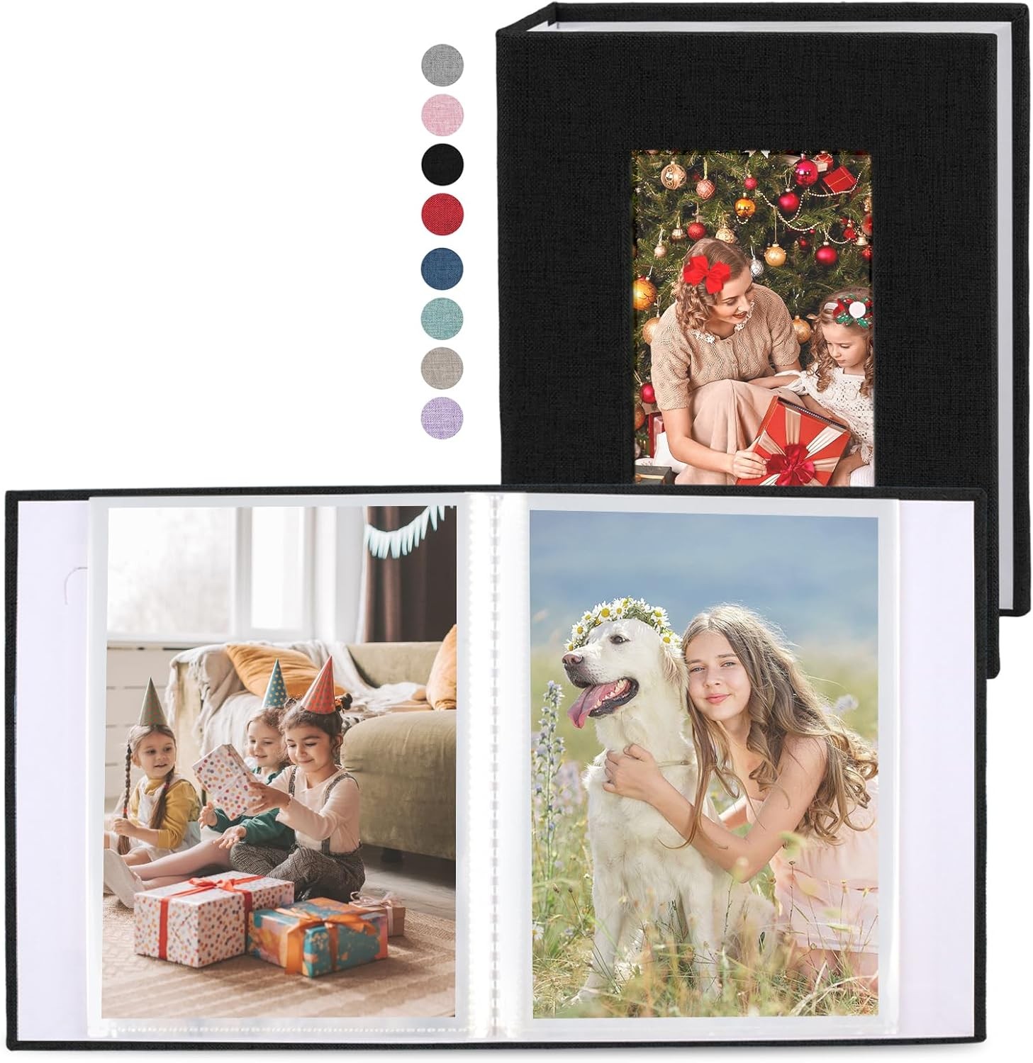 vivinin 2 Pack Photo Album 4x6, Linen Cover Book, Small Black 