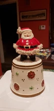 Vintage Santa Christmas Bell 1956 Kreiss Spaghetti Trim MINT