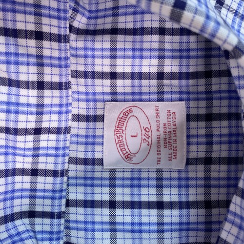 Brooks Brothers Hemd Herren Large blau kariert 346 Button Down Langarm Baumwolle - Bild 8 von 13