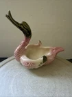 Vintage Hull Swan #80 Pink Green Glazed Planter Swan Duck Trinket Dish