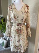 Lauren Conrad Women S Spring Floral Dress Boho Soft Girl Cottagecore Beige