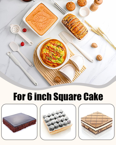 6 Zoll Quadratische Kuchenformen, Antihaft Silikon Backform, Kuchenformen für Brownies, - Bild 4 von 12