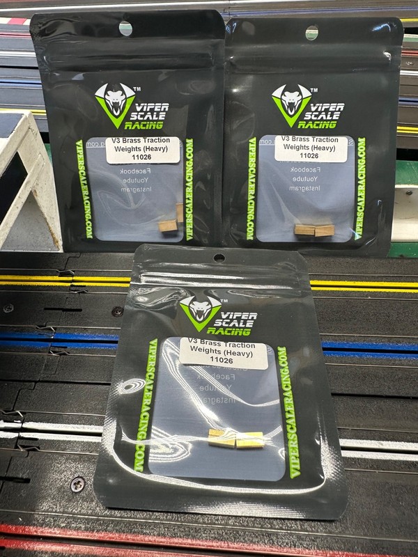 AFX,AURORA,TOMY,TYCO HO SLOT CAR: VIPER BRASS TRACTION WEIGHTS FOR V3 CHASSIS