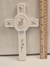 VTG Precious Moments Cross "Jesus Loves Me" 1990 Enesco Rare FREE SHIPPING