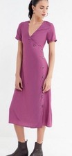 Urban Outfitters Midi Button Wrap Tie Dress S/P Magenta Plum