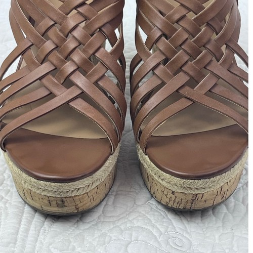 Franco Sarto Damengröße 9M hellbraun Kork Keilabsatz Leder Sommer Heels - Bild 5 von 11