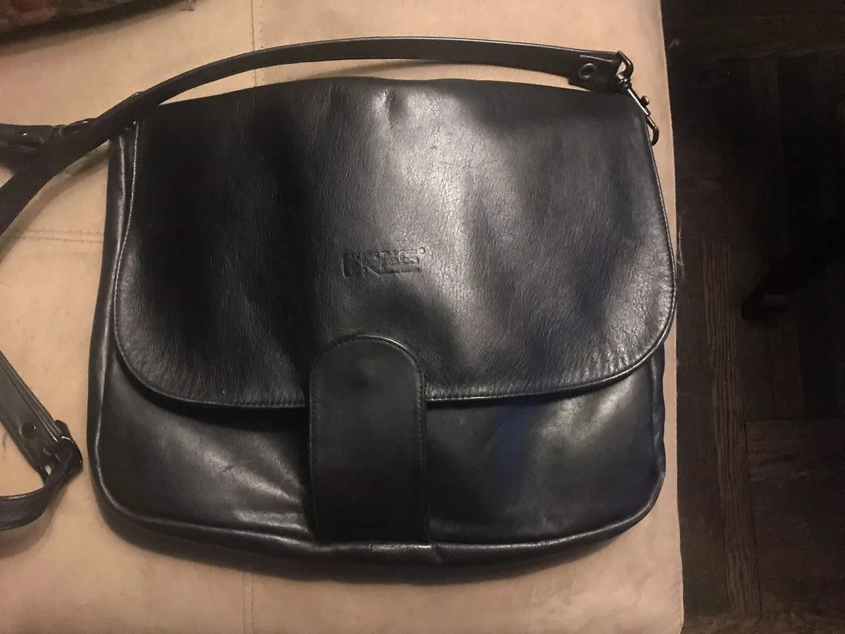 Leather Briefcase Women Black Leather Messenger Bag 