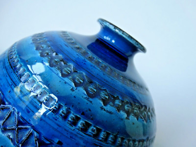 BITOSSI Keramik Vase Rimini Blue Art Pottery Design Aldo Londi Italy 1960s
