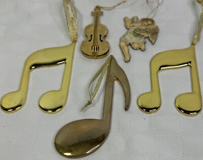5 Ornaments Music Notes Cello Vintage 2023-R