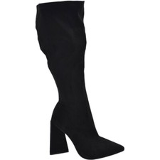 Stivali donna nero camoscio a punta con tacco largo asimmetrico comodo 10 cm gam