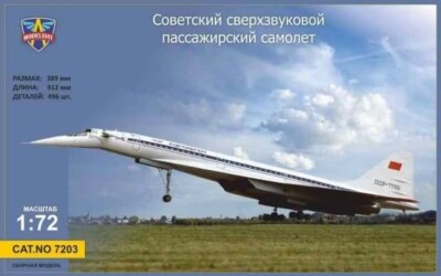 ModelSvit 7203 Maßstab 1:72 Tupolev Tu-144 Überschall Passagierflugzeug