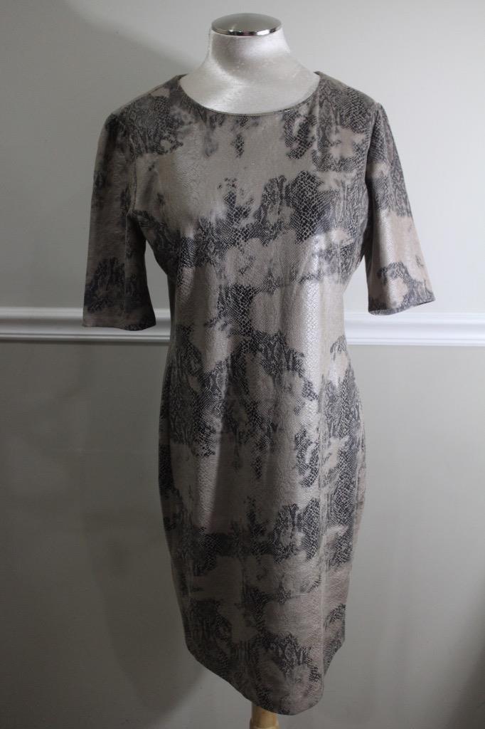 Carmen Marc Valvo Women's Beige Python Shift Dres… - image 1