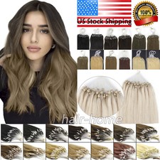 Micro Link Loop Human Hair Extensions Micro Beads Tip Remy Straight Hair 200s US