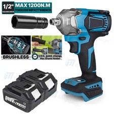 1200Nm Cordless Impact Wrench 1/2'' Brushless High Power Driver 2*5.5Ah Battery