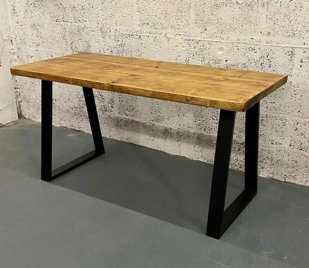 Rustic Industrial Dining Table Choice of Steel Legs Handmade in UK Free Delivery