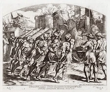 WAIT CHECK         RAPHAEL 1649 Religious Engraving "The Walls of Jericho Fall"