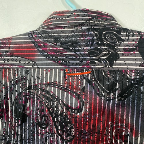 Luchiano Visconti Shirt Mens 4XL Gray Button Up Long Sleeve Paisley Striped - Picture 5 of 10