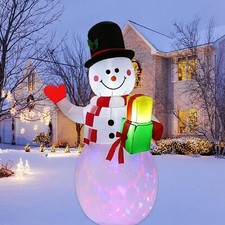 5ft Lighted Outdoor Christmas Snowman Decoration w/ 360 Roating LED Lights Decor